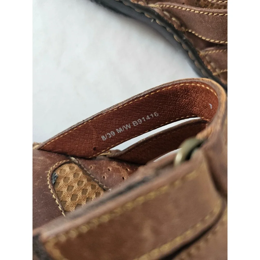 Rustic Born Leather Slide Sandals Mens 8 Brown Fisherman Woven Straps B91416